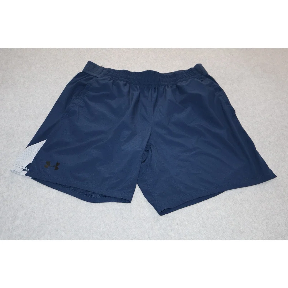 Under Armour Athletic Shorts Mens XL Blue HeatGear Fitted Running Gym 8